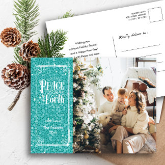 Postal Festiva Navidades de los Purpurinas azules que esparcen po