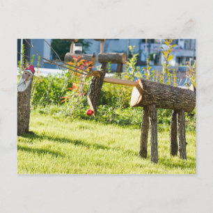 Postal Festiva Navidades de madera de ciervo