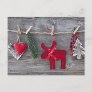Postal Festiva Navidades De Madera Y Decoración De Madera