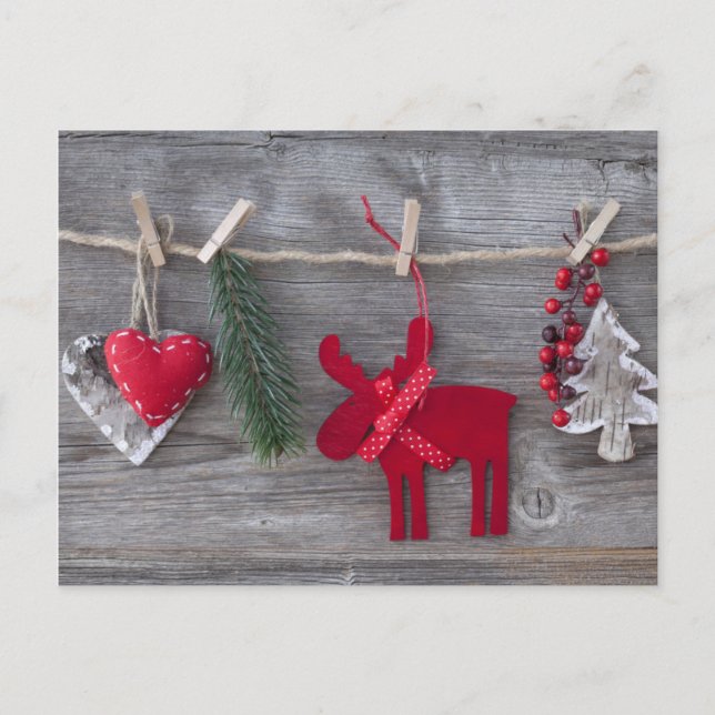 Postal Festiva Navidades De Madera Y Decoración De Madera (Anverso)