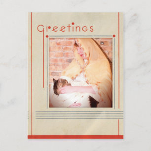 Postal Festiva navidades de madonna y gatos