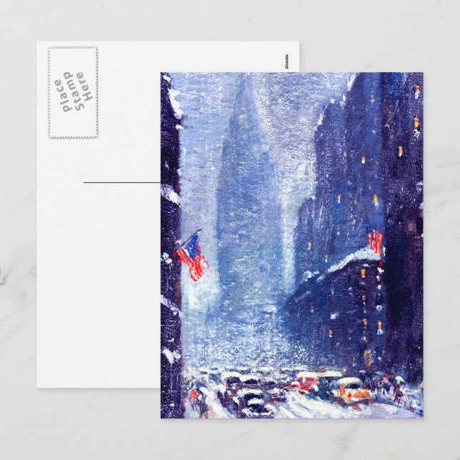 Postal Festiva Navidades de Manhattan Winter Scene.Bella Artes (Anverso / Reverso)