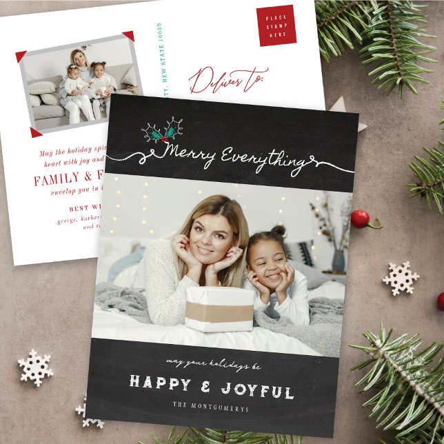Postal Festiva Navidades de Merry Everything Chalkboard Mistletoe (Subido por el creador)