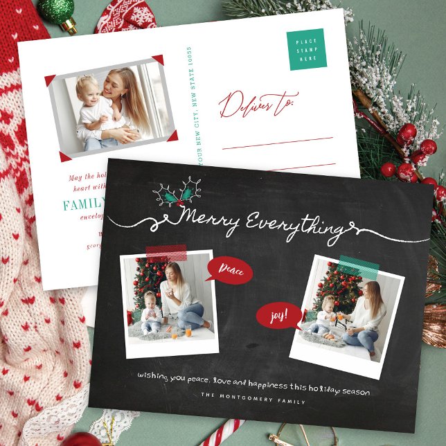 Postal Festiva Navidades de Merry Everything Chalkboard Mistletoe (Subido por el creador)