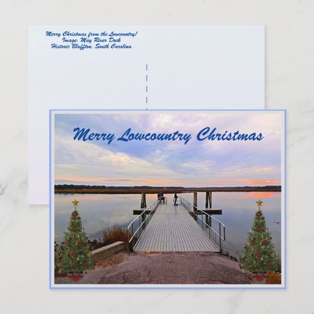 Postal Festiva Navidades de Merry Lowcountry Bluffton Carolina de (Anverso / Reverso)