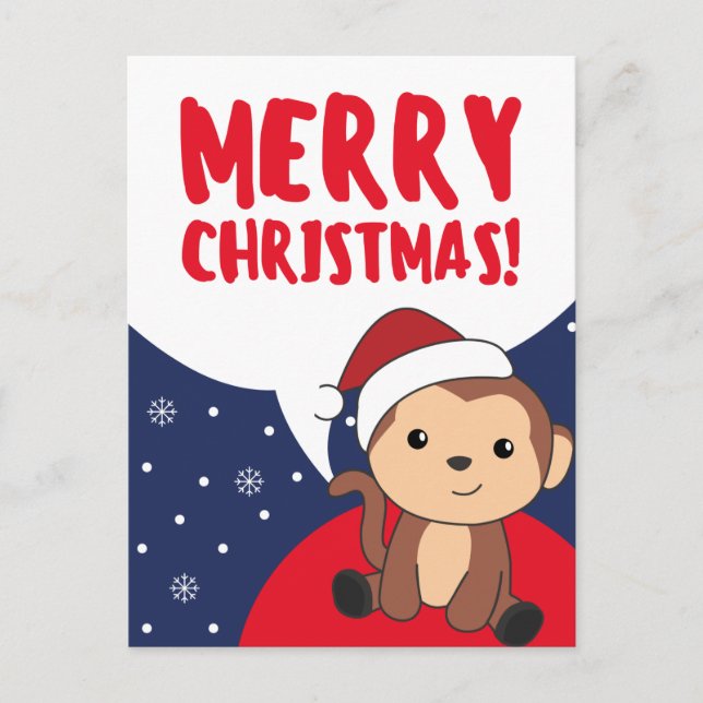 Postal Festiva Navidades de monos Nieve Animales de Invierno Feri (Anverso)