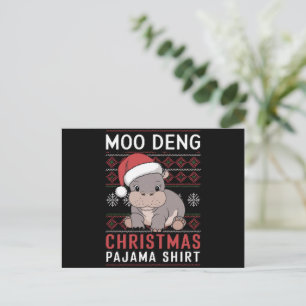Postal Festiva Navidades de Moo Deng Familia Pajama