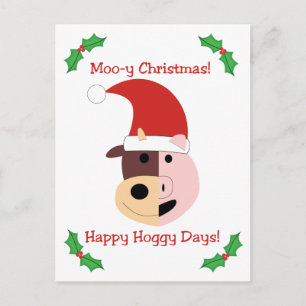 Postal Festiva ¡Navidades de Moo y Felices Días de Hoggy!
