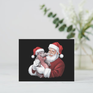 Postal Festiva Navidades de Moodeng Funny Vintage Santa Claus