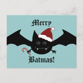 Postal Festiva Navidades de murciélagos góticos de Merry Batmas