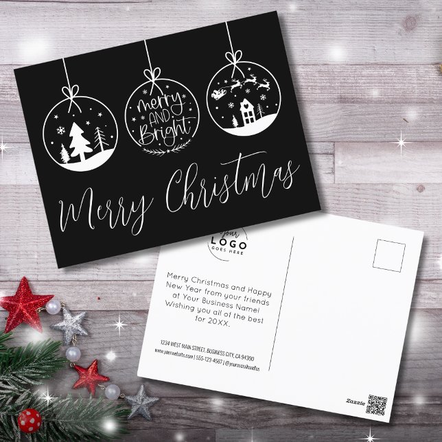 Postal Festiva Navidades de negocios con logotipos modernos (Modern Business Ornaments Christmas Holiday Postcard)