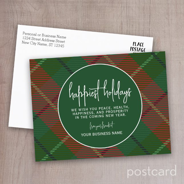 Postal Festiva Navidades de negocios Mancha verde circular - Más  (Business Holiday Postcard)