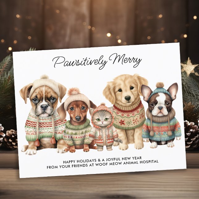Postal Festiva Navidades de negocios mascotas adoran a Mascotas d (Subido por el creador)