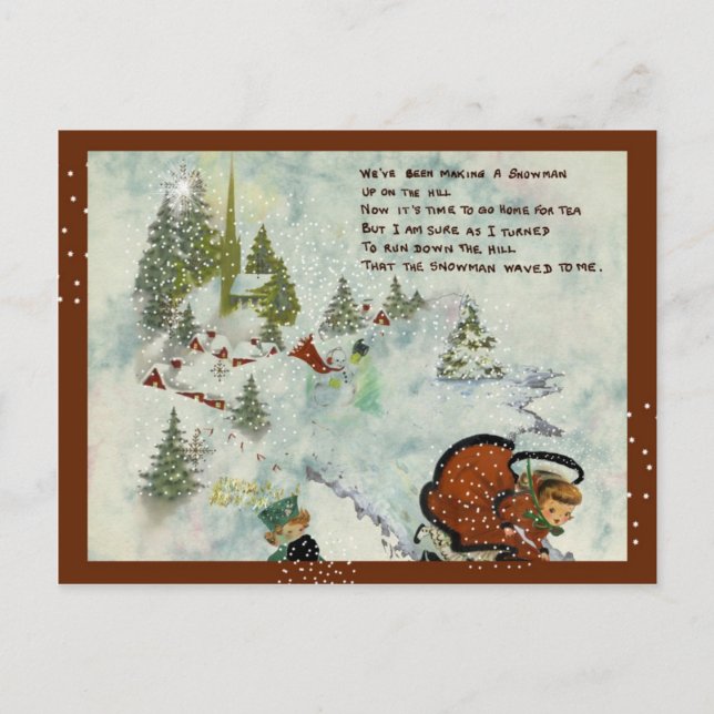 Postal Festiva Navidades de nieve de época (Anverso)