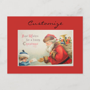 Postal Festiva Navidades de nostalgia de Santa y los niños