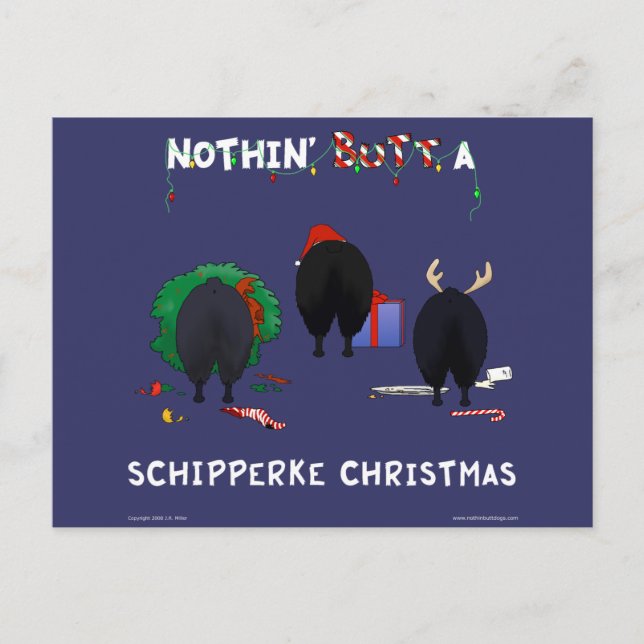 Postal Festiva Navidades De Nothin' Butt A Schipperke (Anverso)