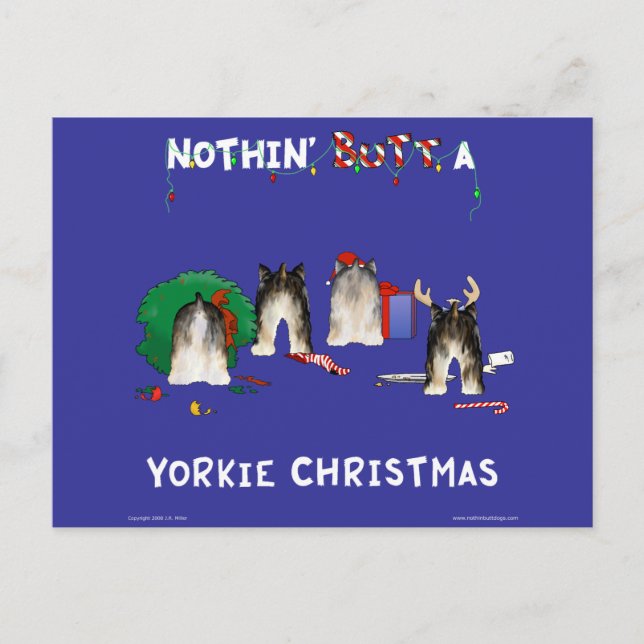 Postal Festiva Navidades de Nothin' Butt A Yorkie (Anverso)