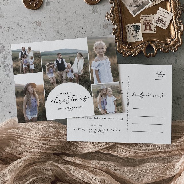 Postal Festiva Navidades de noticias familiares de Boho Arch Mult (Subido por el creador)