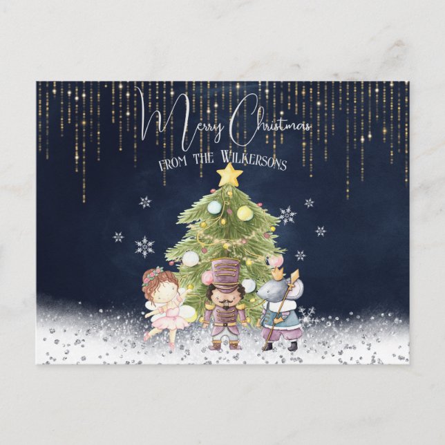 Postal Festiva Navidades de Nutcracker Cute Watercolor (Anverso)