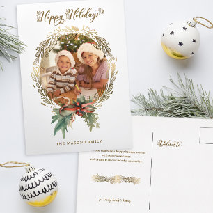 Postal Festiva Navidades de oro escribieron fotos de Felices Fies