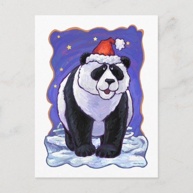 Postal Festiva Navidades de oso panda (Anverso)