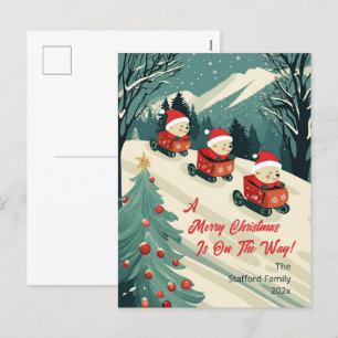 Postal Festiva Navidades de Osos Retro Cute
