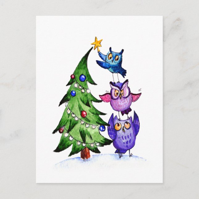 Postal Festiva Navidades de Owl (Anverso)