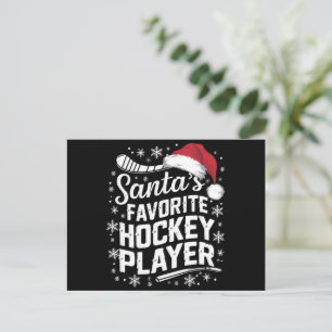 Postal Festiva Navidades de Pajama, jugador favorito de hockey de