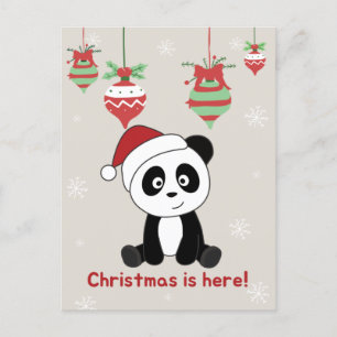 Postal Festiva Navidades de Panda Nieve Animales De Invierno Pand