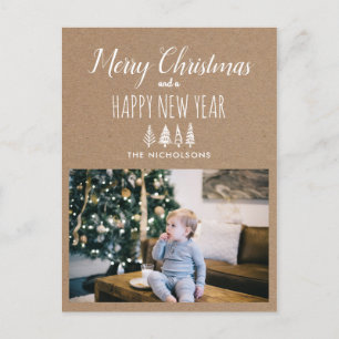 Postal Festiva Navidades de papel Kraft y Año Nuevo Foto de vac