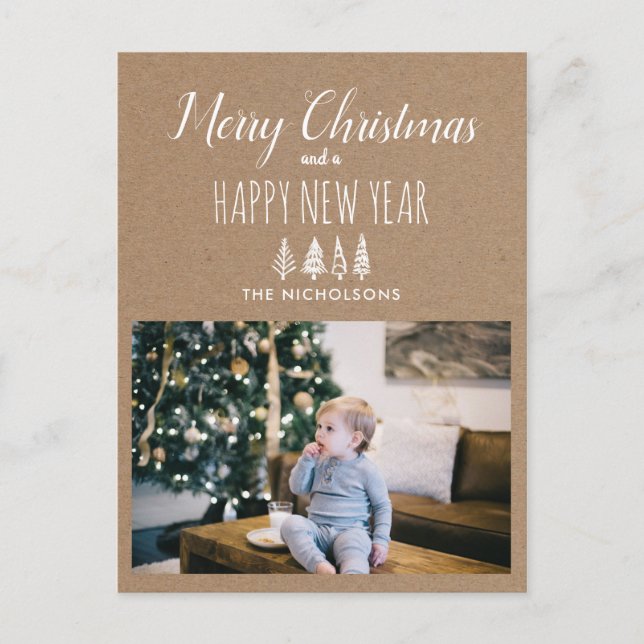 Postal Festiva Navidades de papel Kraft y Año Nuevo | Foto de vac (Anverso)