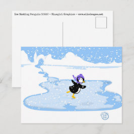 Postal Festiva Navidades de patinaje sobre pingüino