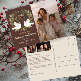 Postal Festiva Navidades de Peace on Earth Doves PERSONALIZADO 3 