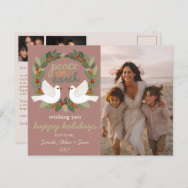 Postal Festiva Navidades de Peace on Earth Doves PERSONALIZADO 3 