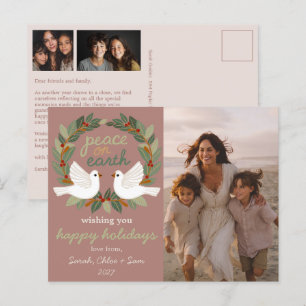 Postal Festiva Navidades de Peace on Earth Doves PERSONALIZADO 3 