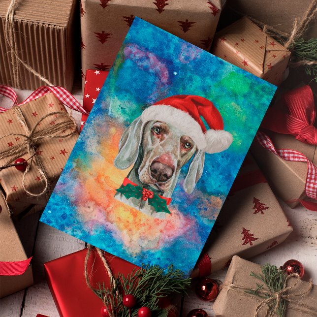 Postal Festiva Navidades de Perro de la Raza de Weimaraner (Subido por el creador)