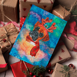 Postal Festiva Navidades de perros de raza Boxer