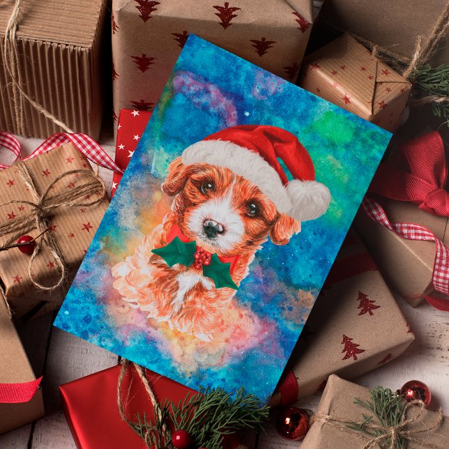 Postal Festiva Navidades de perros de raza Cavoodle (Subido por el creador)