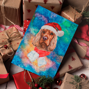 Postal Festiva Navidades de perros de raza española Cocker Spanie