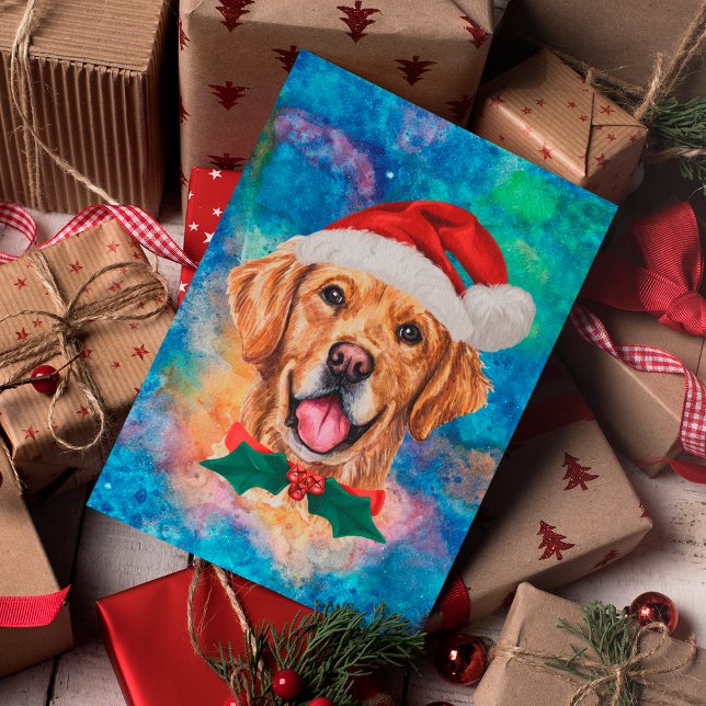 Postal Festiva Navidades de perros de raza Golden Retriever (Subido por el creador)