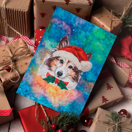 Postal Festiva Navidades de perros de raza Sheltie