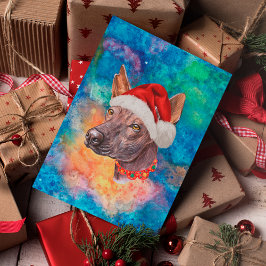 Postal Festiva Navidades de Perros de Raza sin Cabello de México