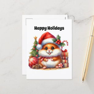Postal Festiva Navidades de personalizable de hámster festivo fel