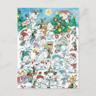 Postal Festiva Navidades de Personalizado lindo Fiesta de oso pol