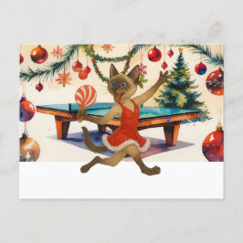 Postal Festiva Navidades de ping pong temen a amantes de gatos si