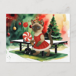 Postal Festiva Navidades de ping pong temen a amantes de gatos si