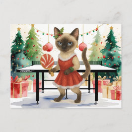 Postal Festiva Navidades de ping pong temen a amantes de gatos si