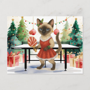 Postal Festiva Navidades de ping pong temen a amantes de gatos si