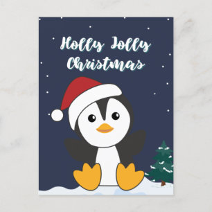Postal Festiva Navidades de pingüinos nevan animales de invierno 
