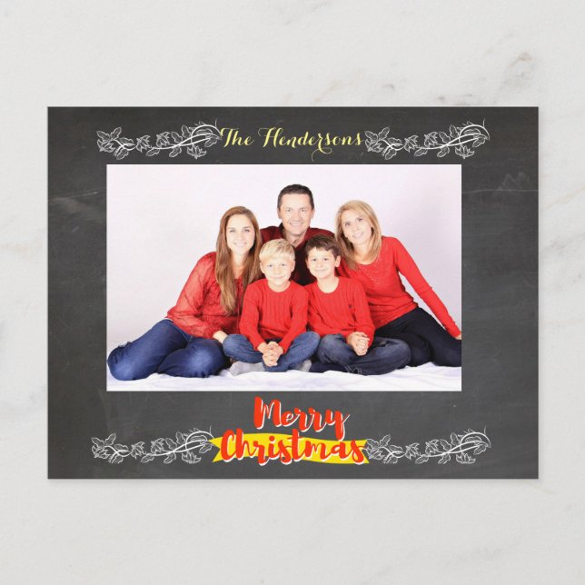 Postal Festiva Navidades de pizarra simple (Anverso)